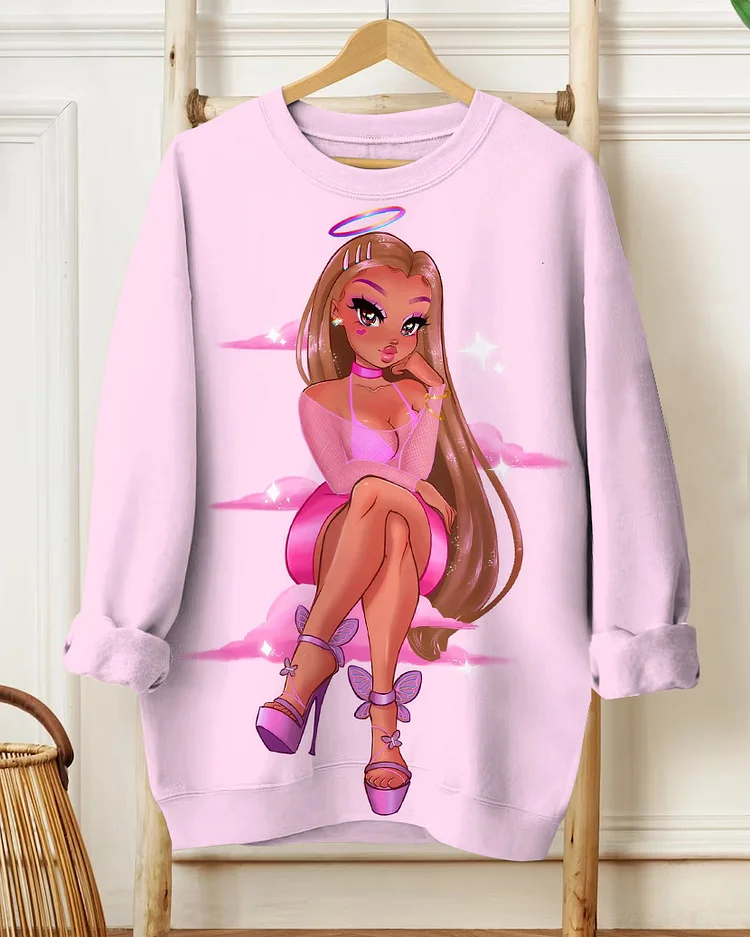 Pink Brown Suger Crewneck Sweatshirt
