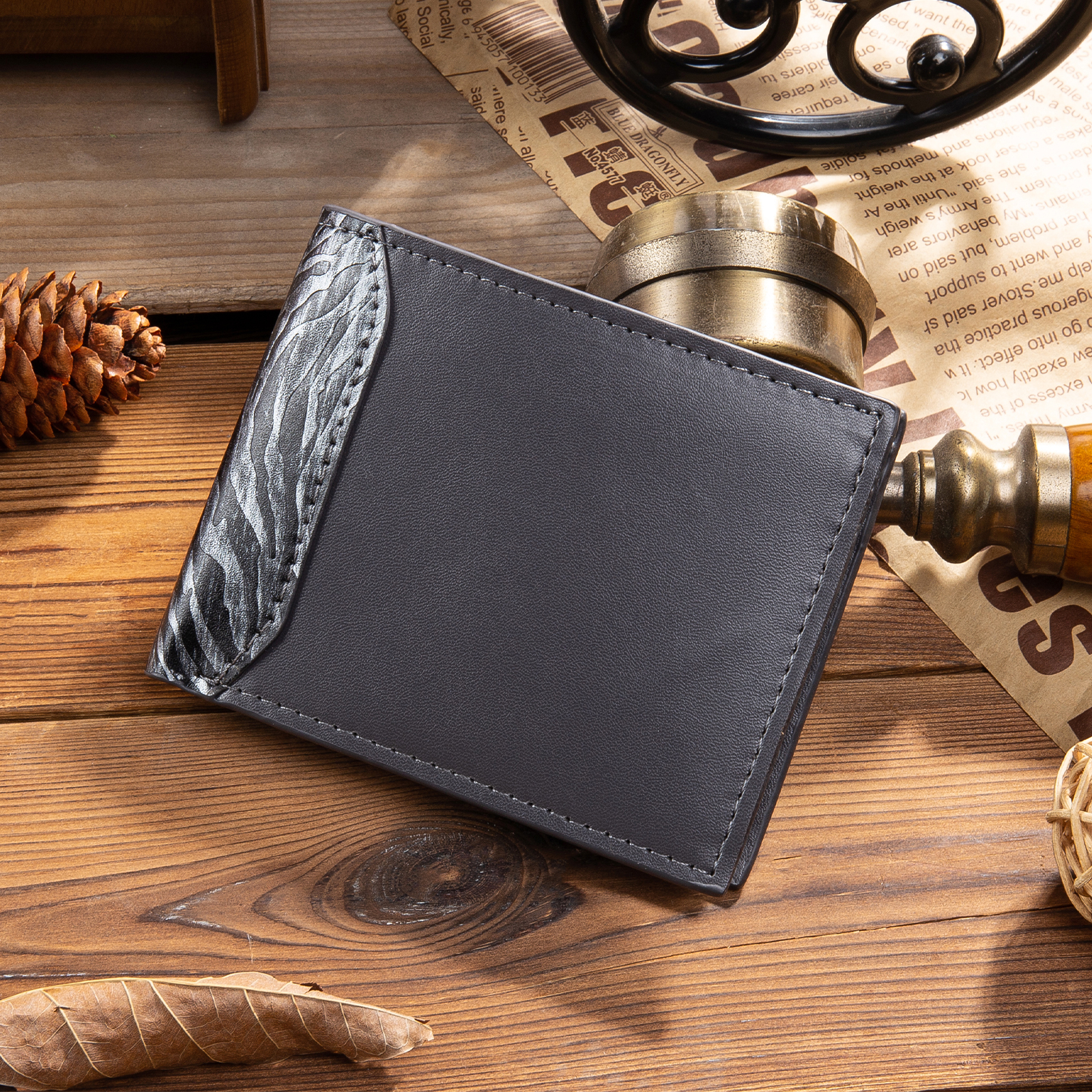 Personalised Photo & Text Billfold Wallet Custom Leather Wallet with RFID Blocking Gift for Men-Jessemade AU