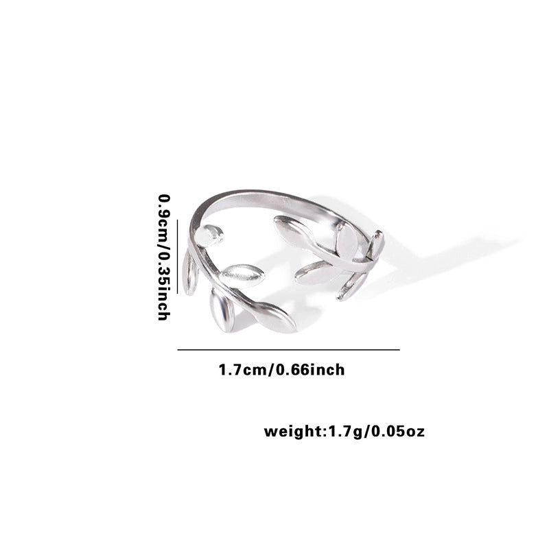 Retro Classic Style Geometric Leaf Snake Titanium Steel Plating Open Rings