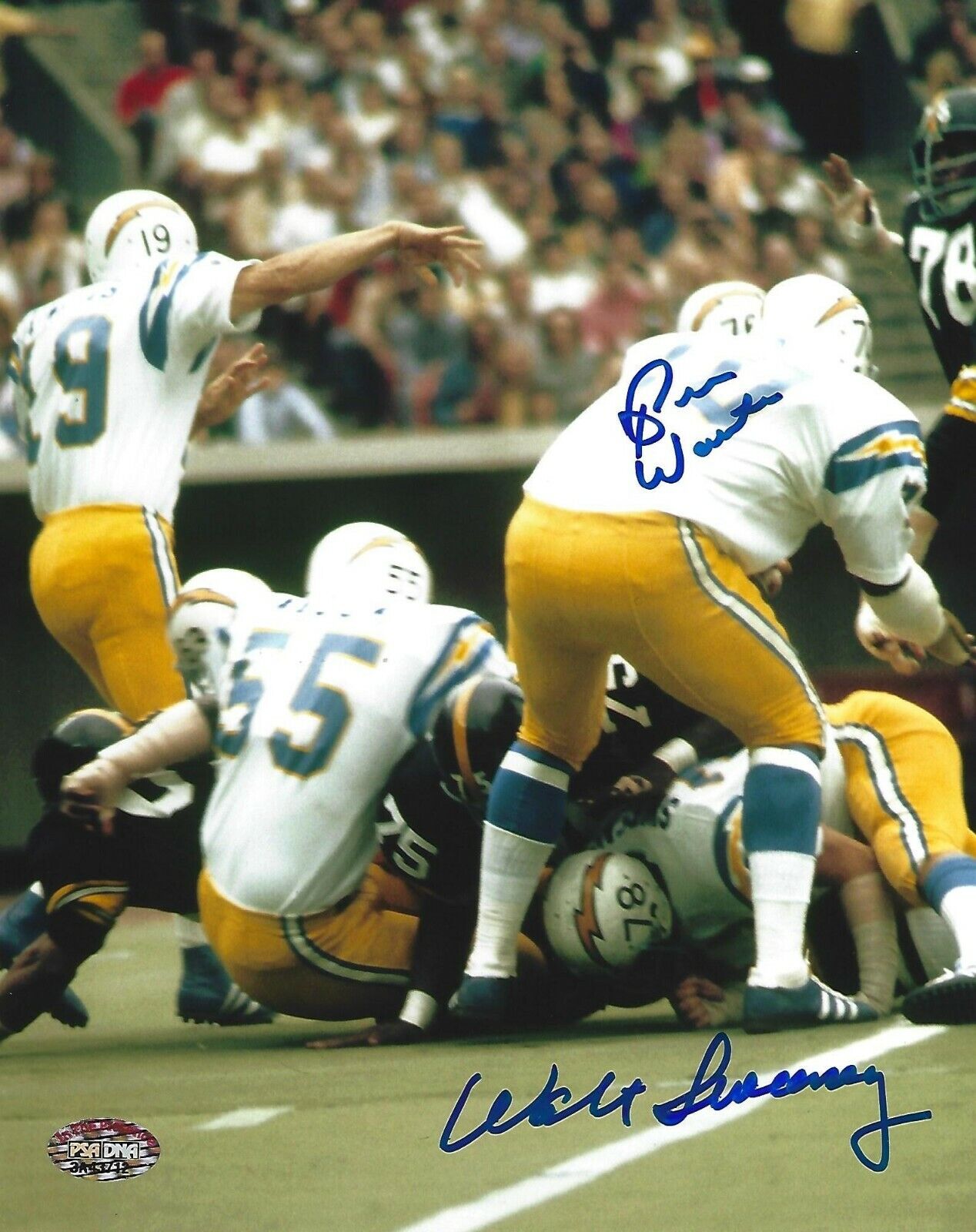 Russ Washington & Walt Sweeney Signed AFL Chargers 8x10 Photo Poster painting PSA/DNA Autograph