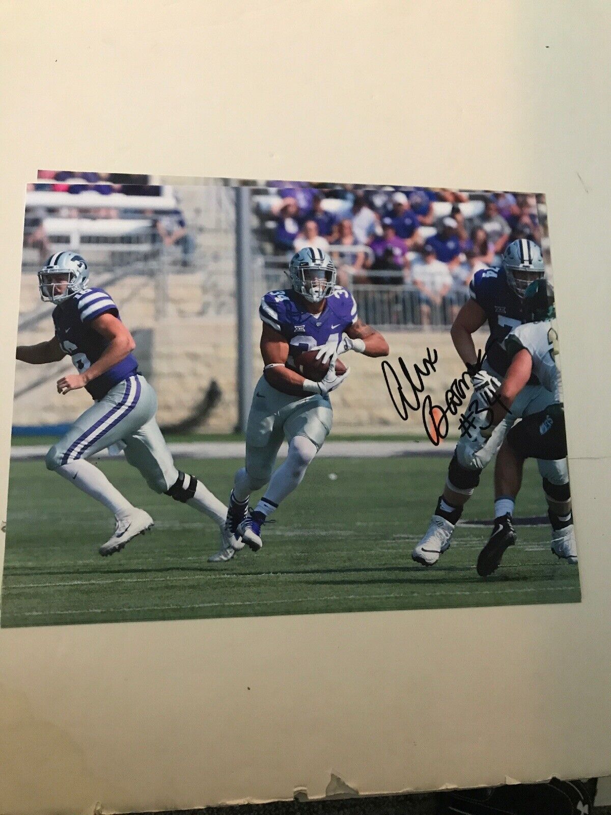 Alex Barnes Kansas State Signed autographed 8x10 football Photo Poster painting 2019 Draft B