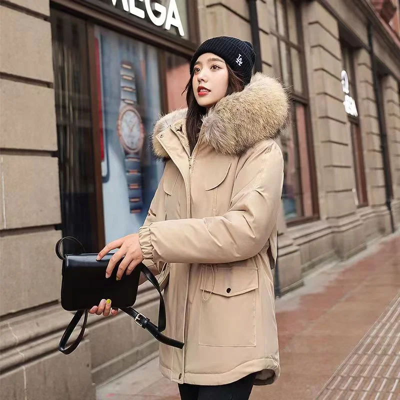Woherb Cotton Coat Coat Female 2024 Winter New Korean Version Of The Long Down Cotton Suit To Overcome Cotton-Padded Jacket-Outfit Ideas