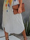 Casual Oil Painting Print Round Neck Short Sleeve Maxi Dress