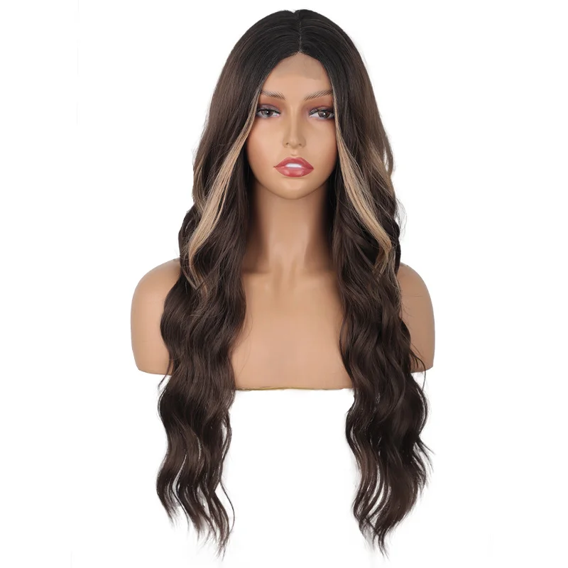 Europe and The United States Wig Female Long Curly Hair In Front of The Lace Chemical Fiber Head Coverlace Wigs-Hoverseek