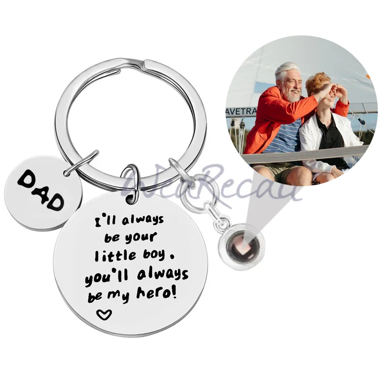 Best Father's Day Gift Projector Custom Personalized Circle Photo Keychain wetirmss