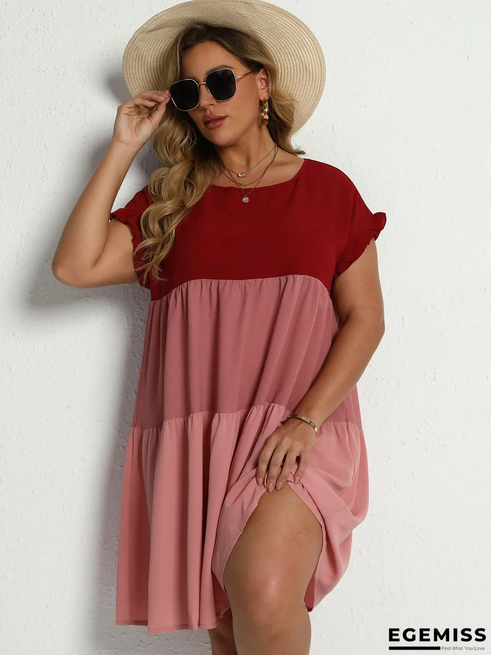 Contrast Color High Waist Loose Dress | EGEMISS