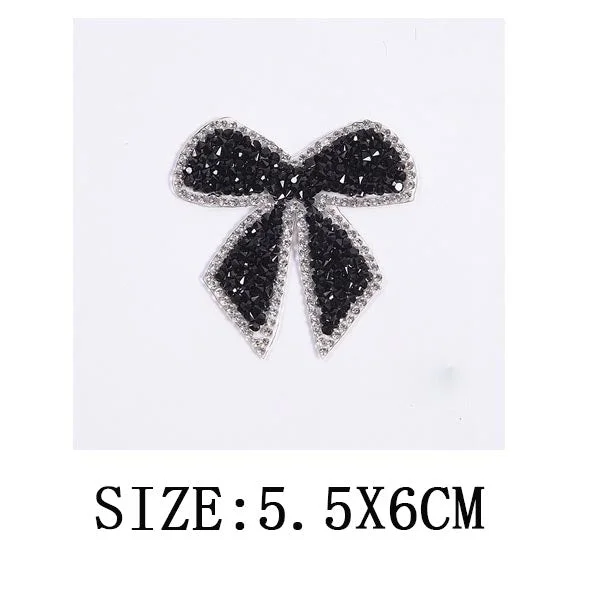 Bow Crystal Rhinestones Patch Iron on Transfers for Clothing Sparkling Rhinestones Stickers on Bag Hat Shoes DIY Applique Decor