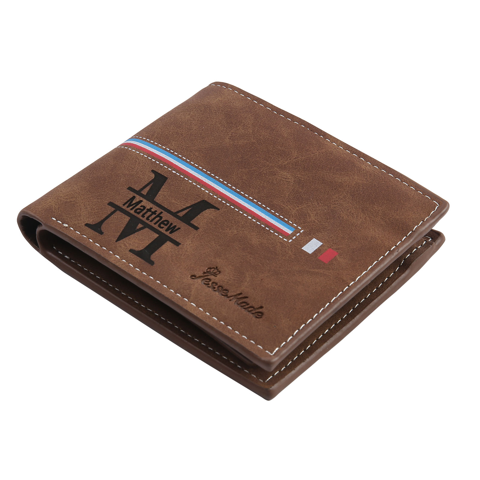 Portafoglio in PU pelle da uomo 1 nome 1 lettera e 1 foto personalizzabili regalo per uomo