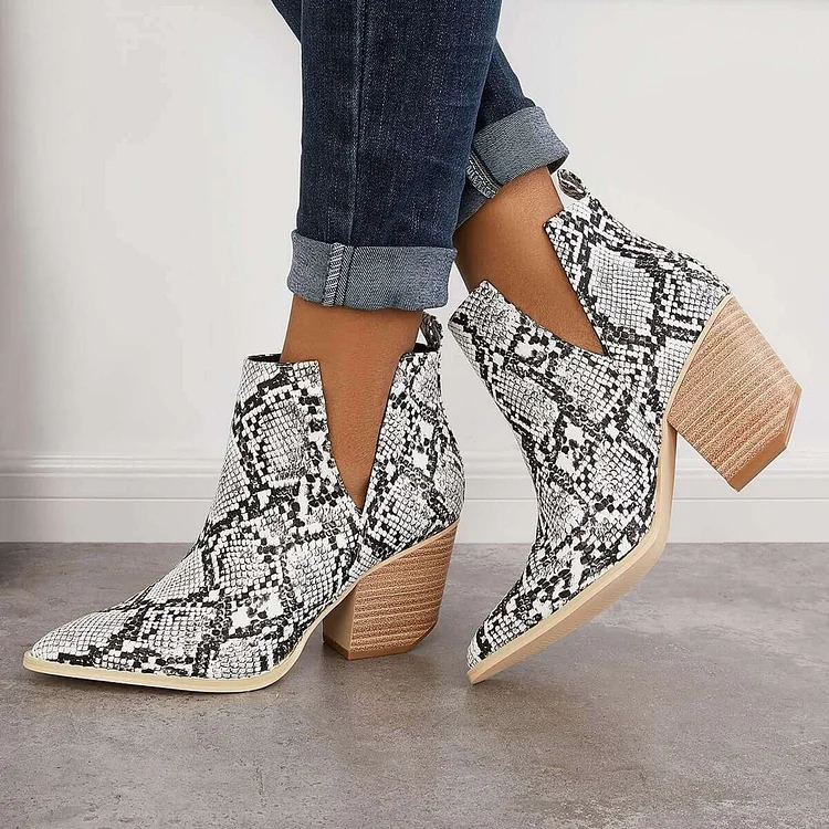 Women's Cutout Ankle Western Boots V Cut Cowboy Booties