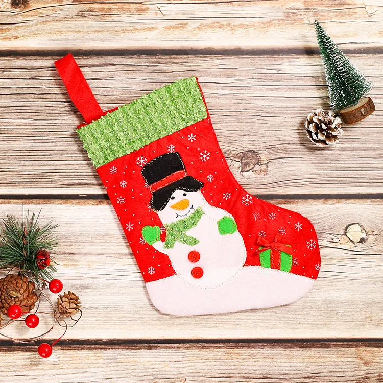 Christmas Snowman Santa Claus Stocking Gift Bag Decoration for Family