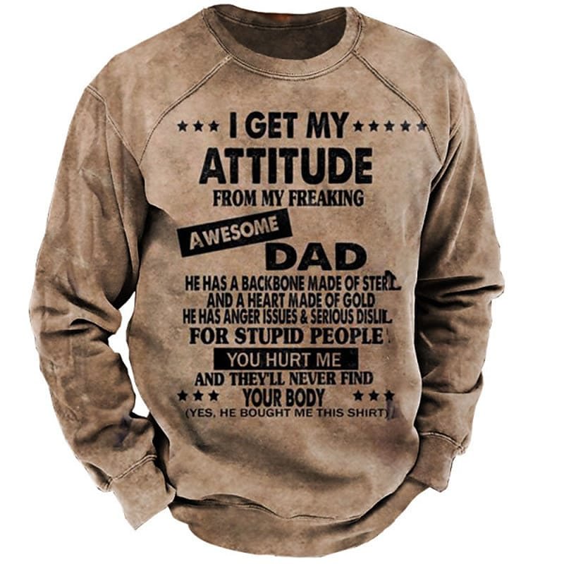 Men's Graphic Printed Lettered Sports and Outdoor Casual Sweatshirt