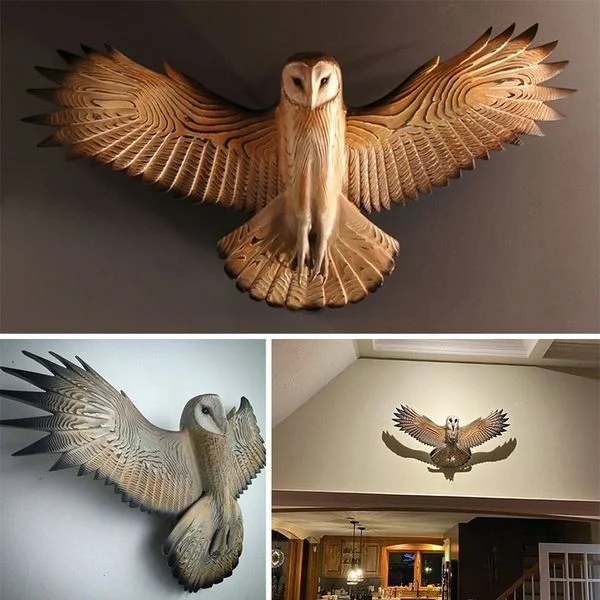 🦉 Barn Owl Wall Art - Hand Carved Art  ( buy 2 free shipping )