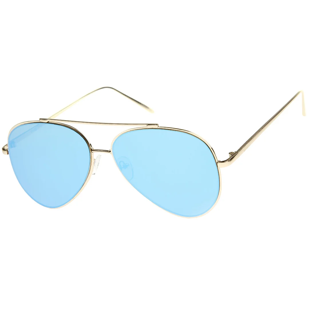 Fashion Teardrop Rimless Mirror Flat Lens Metal Frame Aviator glasses 58mm