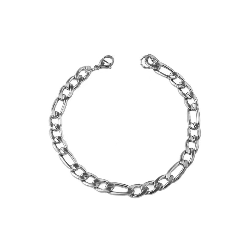 Stainless Steel Cuban Bracelet Figaro Combination Suit Fashionable Titanium Steel Men’s Bracelet