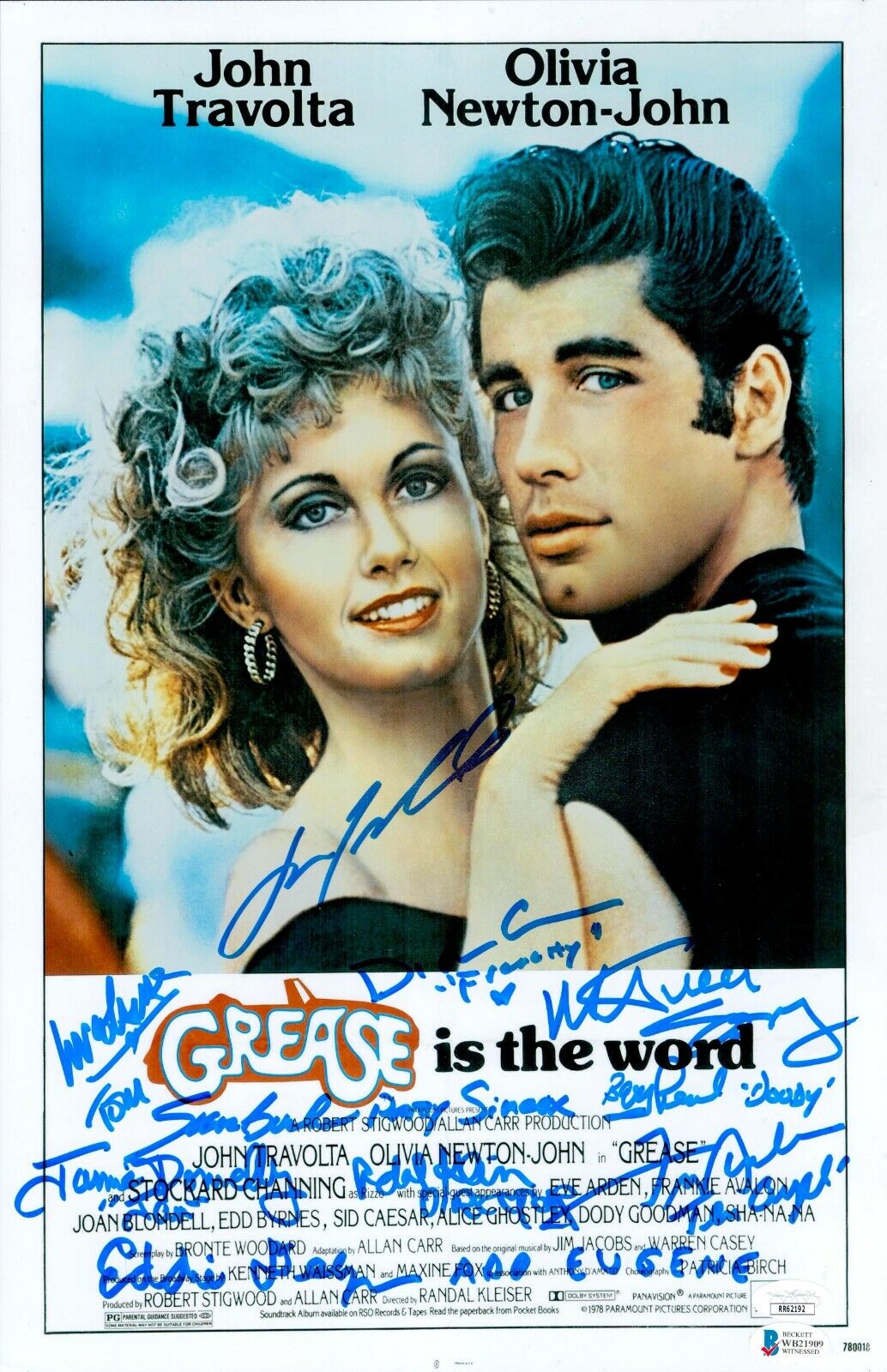 JOHN TRAVOLTA FRANKIE AVALON +8 Signed GREASE 11x17 Photo Poster painting Autograph JSA COA Cert