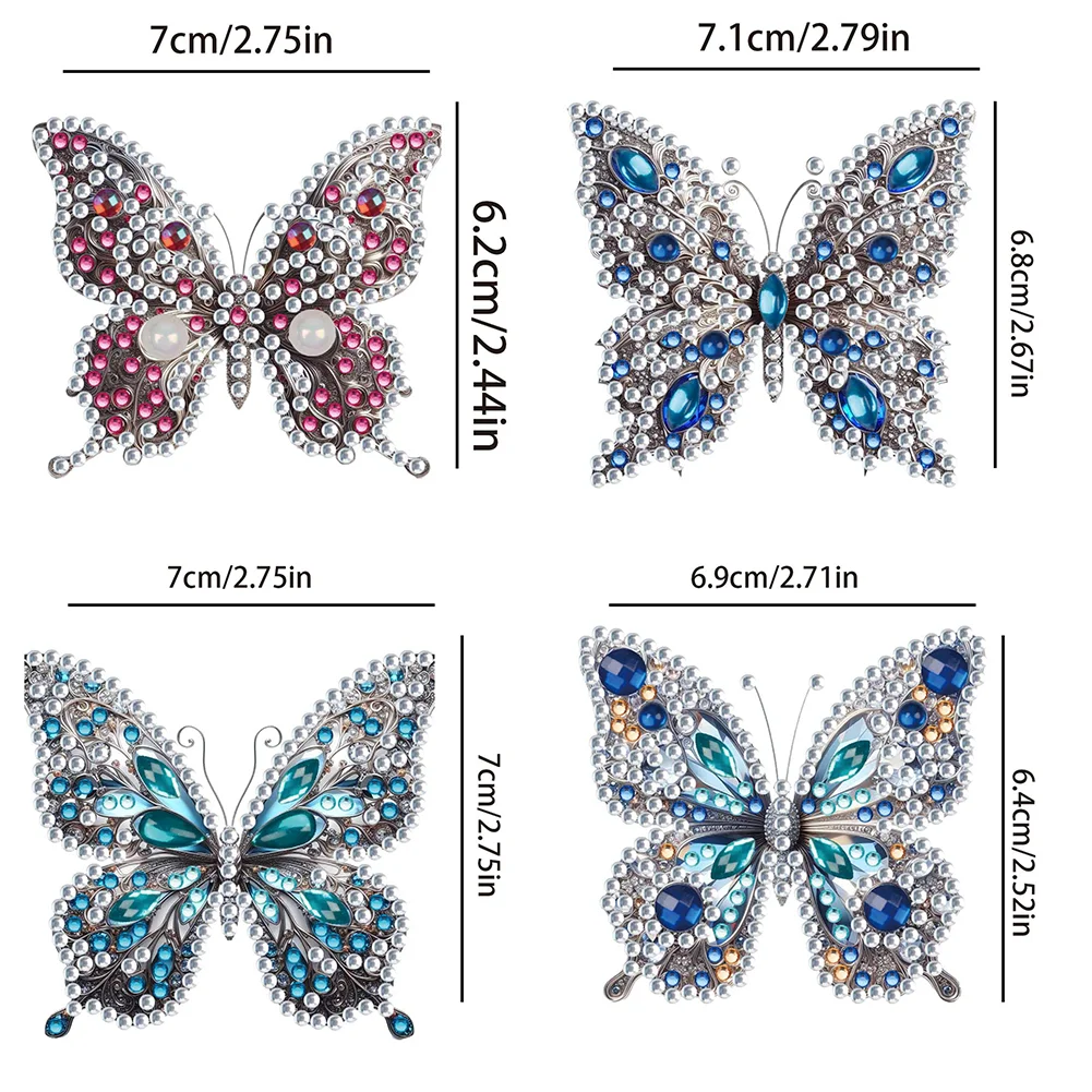 4pcs Butterfly DIY Diamond Painting Brooch Brooch Jewelry Kit DIY Diamond Pins