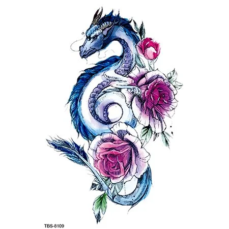 Six Styles Dragon Temporary Tattoo Stickers Tatoo Men henna Tatoo body art tattoo Waterproof temporary tattoos Kit Tattoo Art