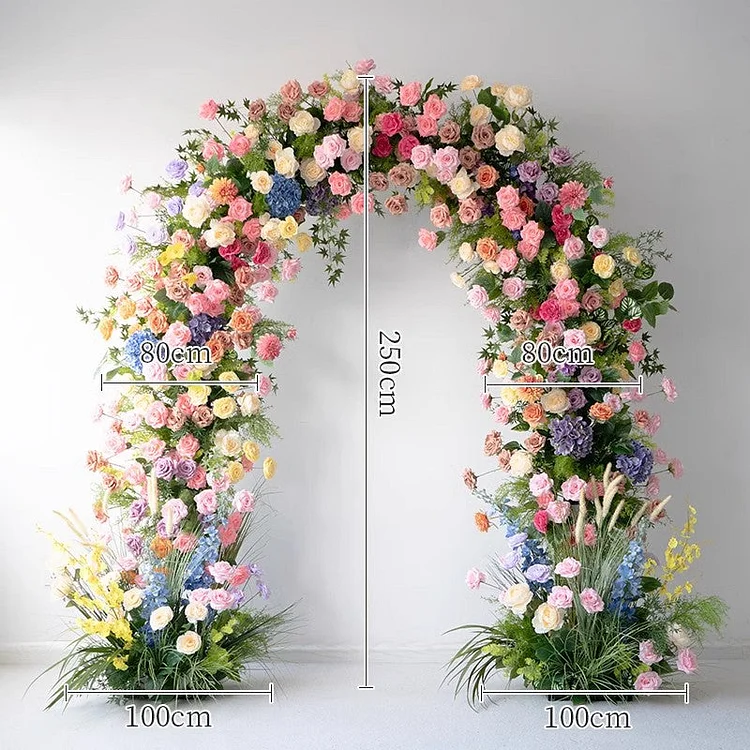 Colorful Flower Row Decoration Wedding Arch Frame Floral Supplies