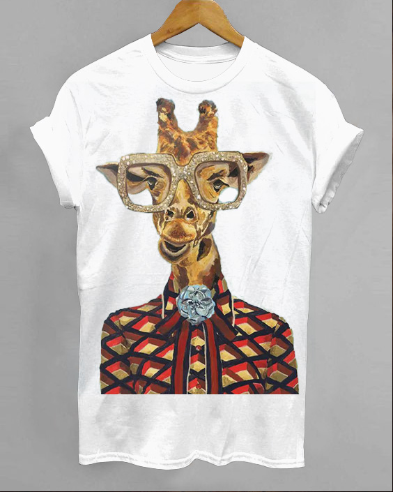 Fashion Glasses Giraffe Casual T-Shirt