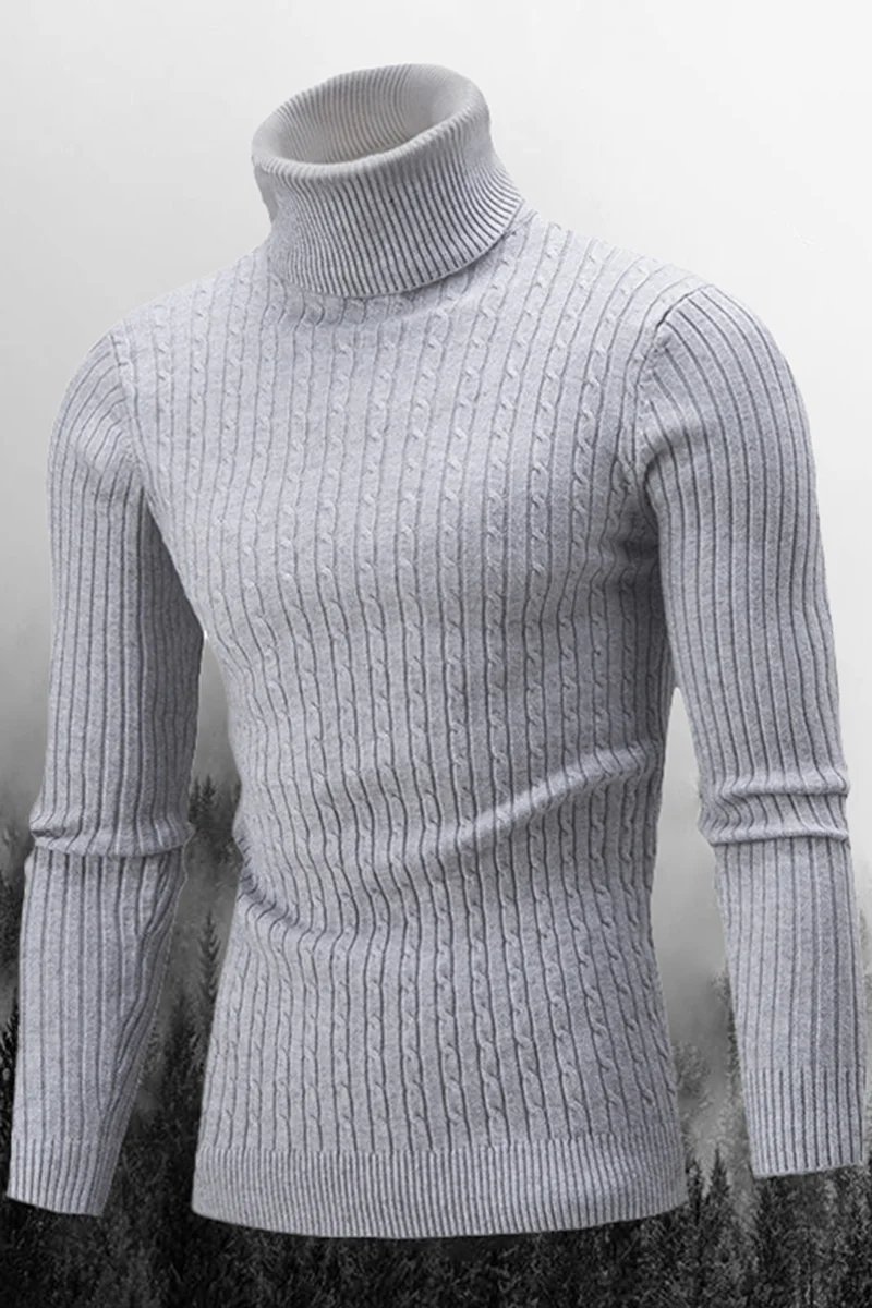 Tiboyz Turtleneck Casual Solid Color Sweater