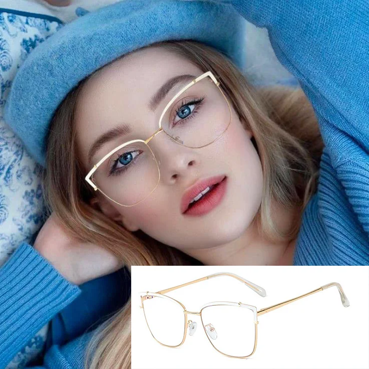 Korean White Rimmed Glasses Women Eyeglasses Frame Female Anti Blue Light Glasses For Reading Vision Plus +0.75 1.5