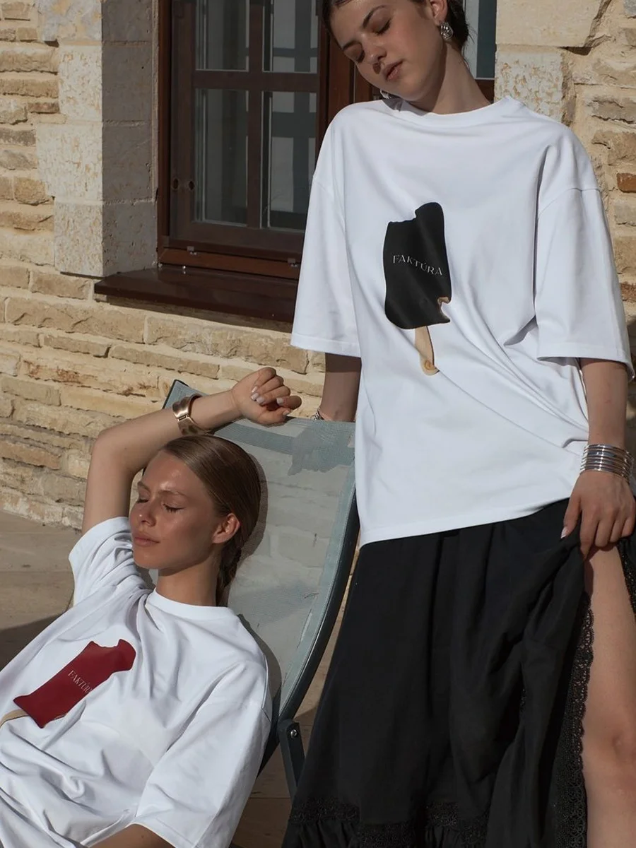 Athvotar Athvotar Sales Of Retro Simple Print T-Shirts In The Summer Free-Round Collar Pure Cotton Short Sleeves