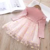 Kid Baby Girls Veil  Autumn Printed Baby Wear Princess Dress