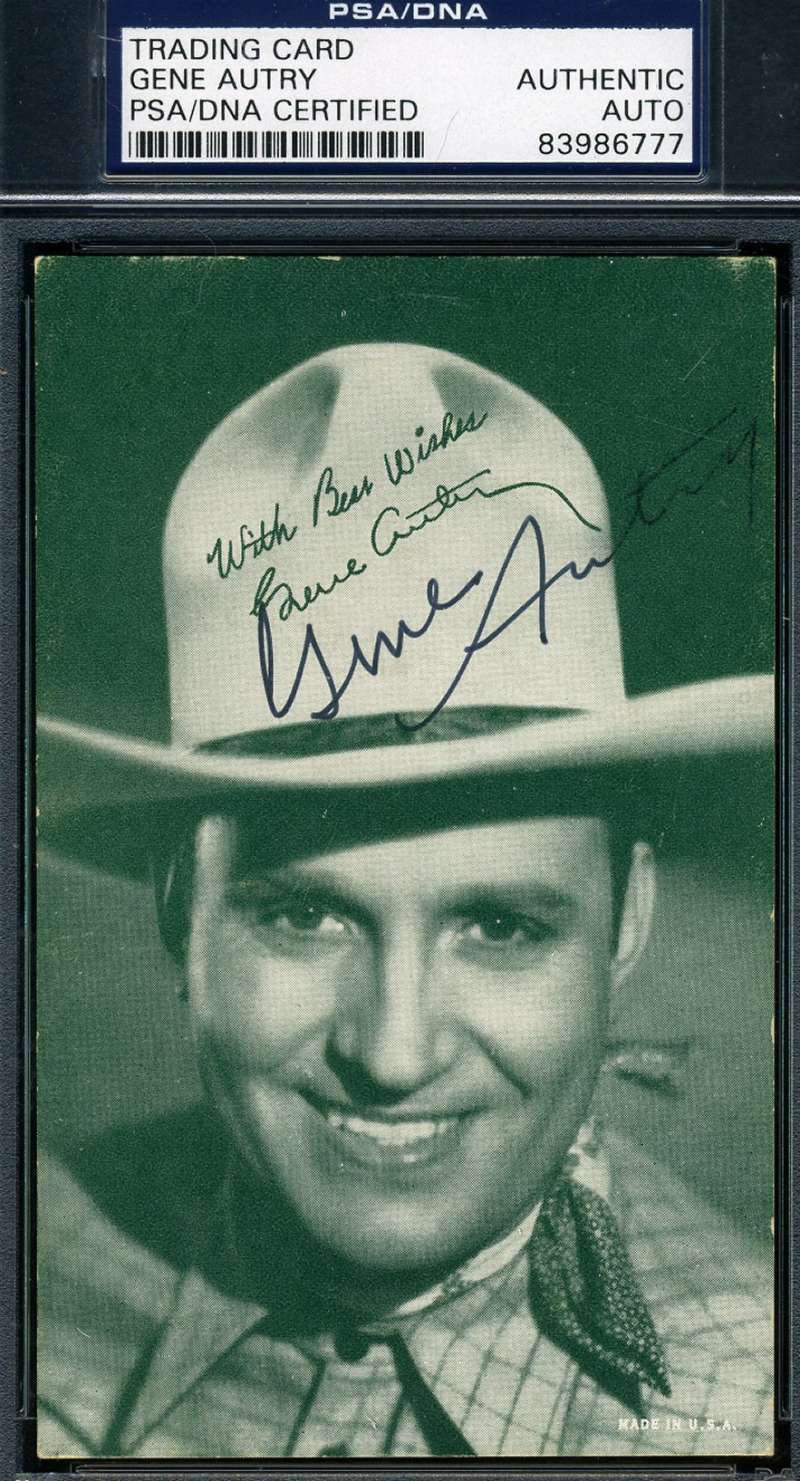 Gene Autry Hand Signed Psa/dna Exhibit Card Authentic Autograph