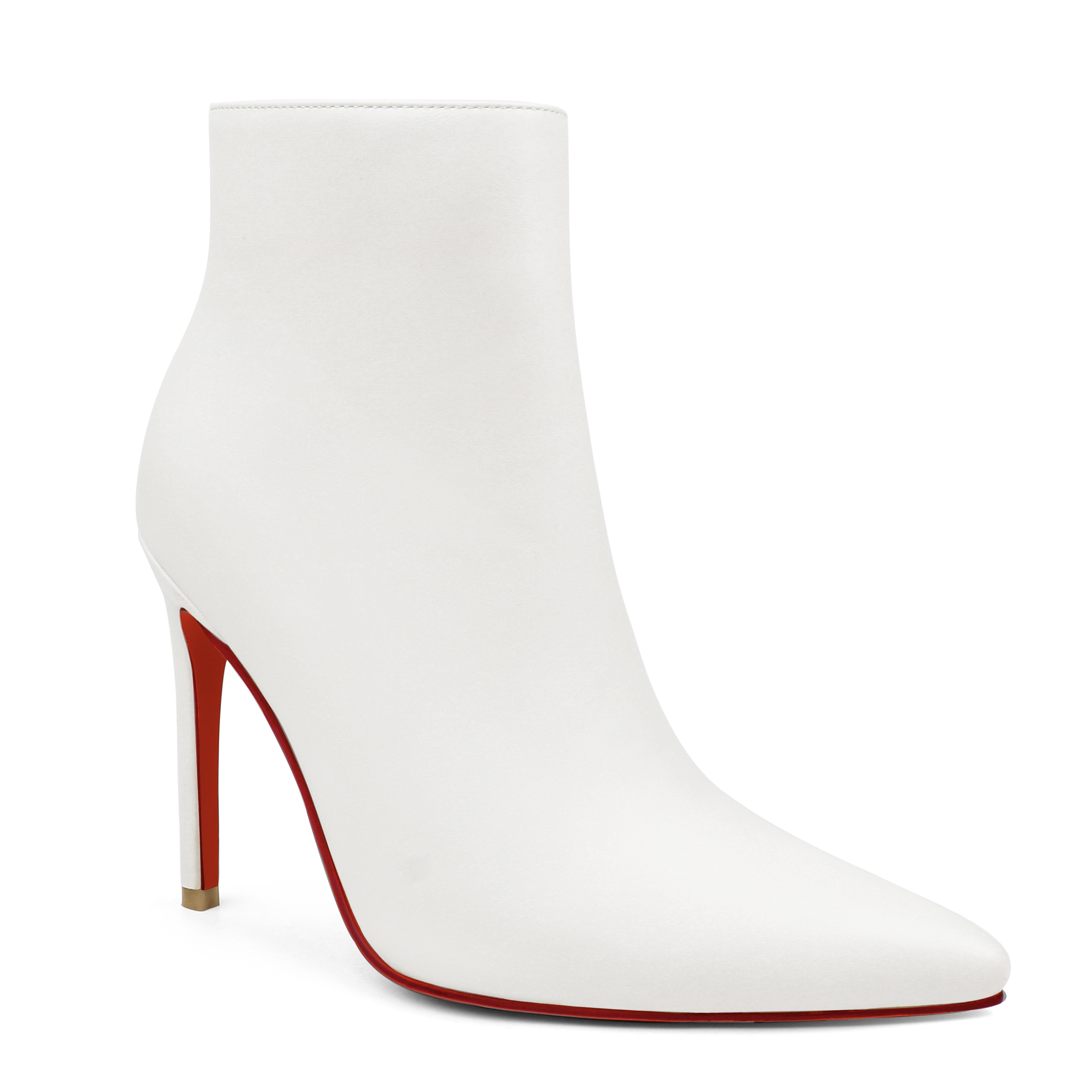 Women's Closed Pointed Toe Chain Studded Stiletto Ankle Boots Red Bottom Heels-MERUMOTE