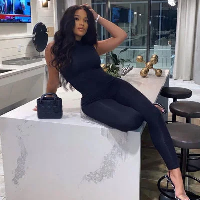 Uveng Suit Summer Polyester Women's Sleeveless Slim High Top Sports Jumpsuit