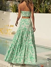Floral Print Bandeau High-Waisted Skirt Casual Suit