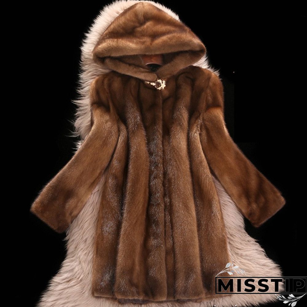 Dark Brown Casual Solid Patchwork Hooded Collar Outerwear