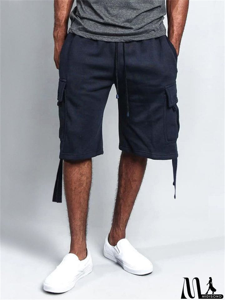 MidiSono - Men's Plus Size Relaxed Cargo Shorts with Pockets