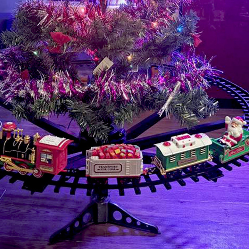 Tegooe Christmas Tree Hanging Electric Train Set with Sound and Light ABS Material