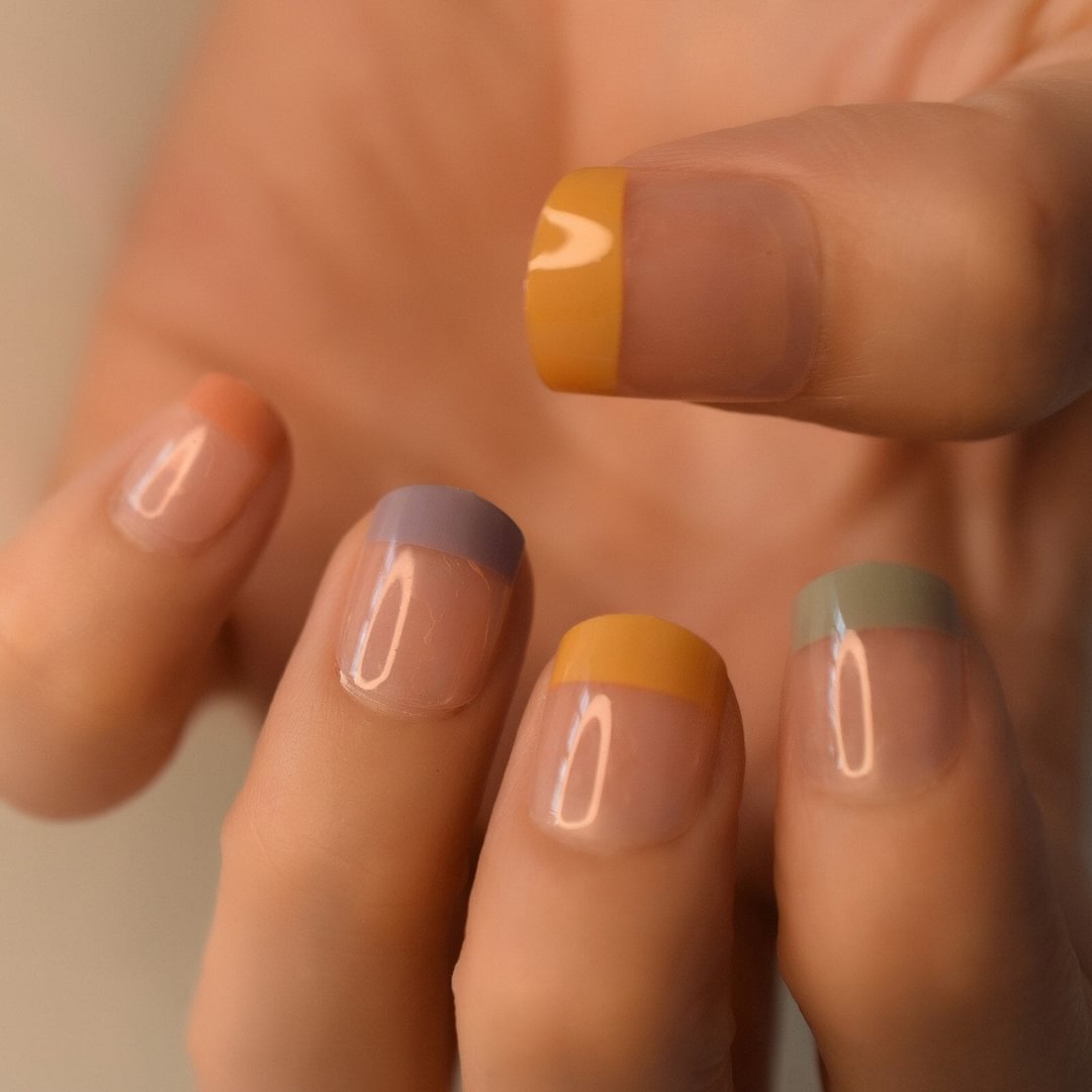 colorful nail tips france nature fingernails manicure nail art false square nails press on nails short supplying wholesale IMABC