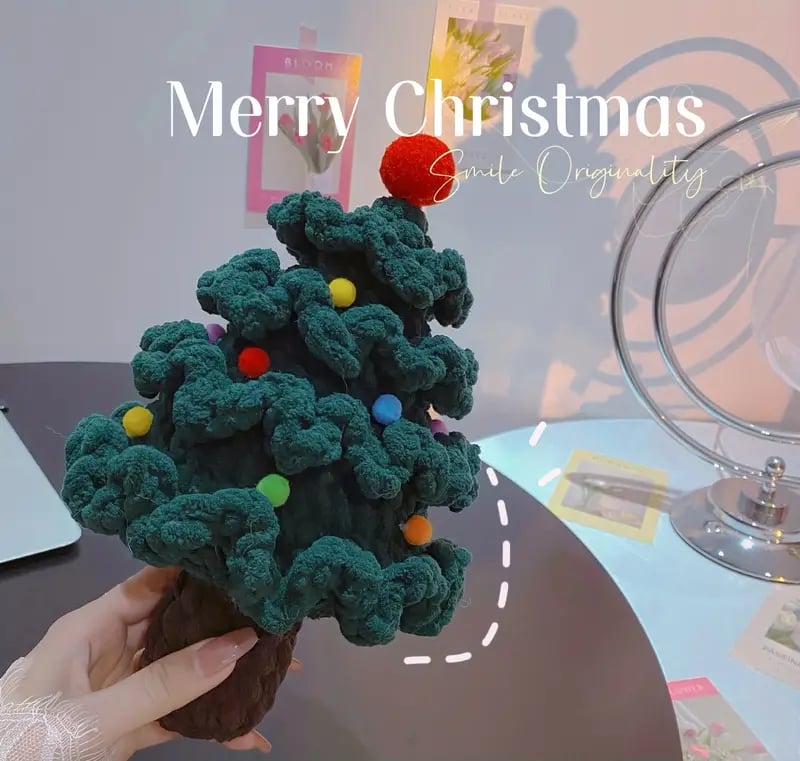 1pc creative christmas tree holiday decorations holiday gifts home decoration pure hand knitted christmas tree details 7