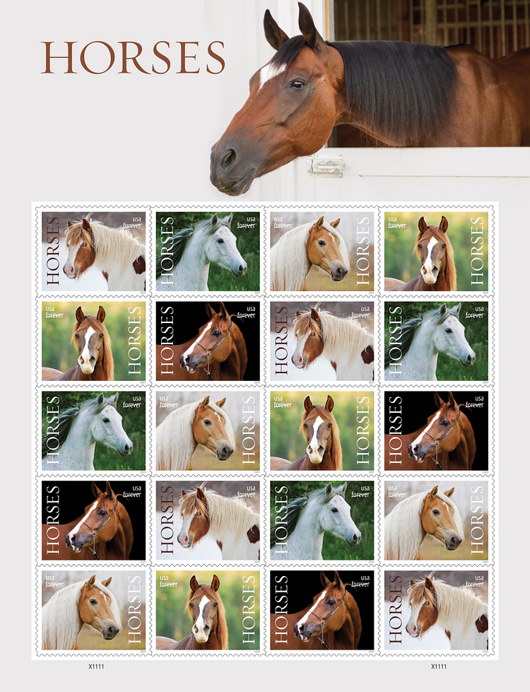 2024 USA Horses Forever Stamps Full Sheet Of 20