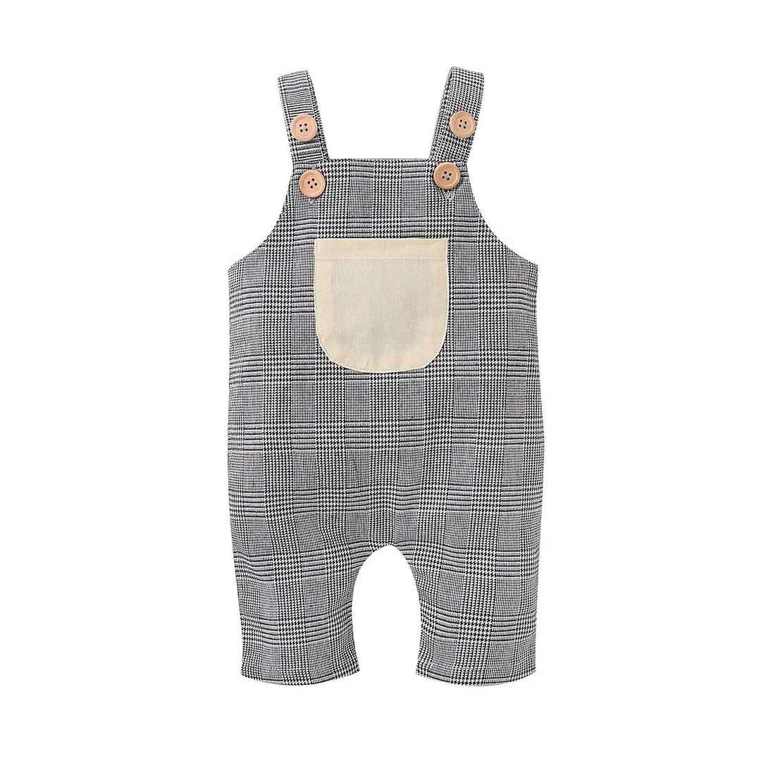 2020 Baby Summer Clothing Newborn Infant Baby Boys Girls Clothes Strap Romper Sleeveless Jumpsuit Solid Overalls Pocket Outfits