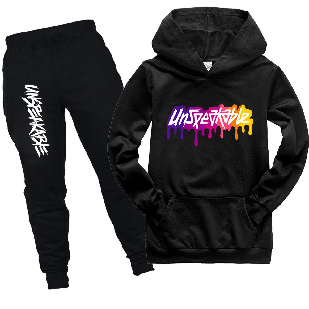 Buzzdaisy Kids Neon Unspeakable Hooded Shirt and pants 2pcs