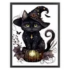 >SALE<Full Embroidery Cotton Thread 11CT Printed Magic Black Cat Cross Stitch 50x65cm