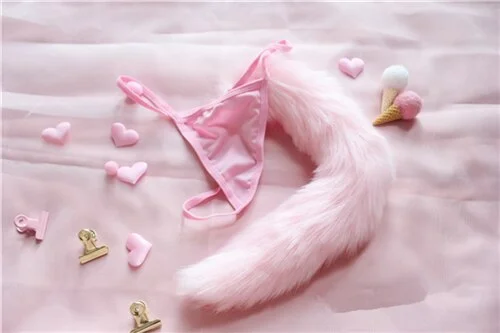 Billionm Cute Lolita Girls Soft Pink Kawaii Rabbit Tail Hair Ball Women Underwear Sexy Pants Erotic Lingerie G String Panties Cosplay