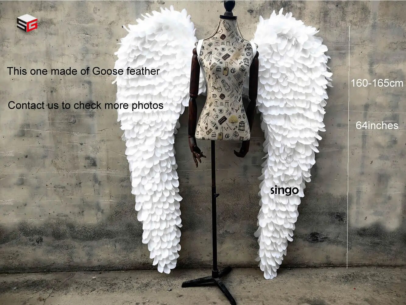VCshoes HOT Large Size White Ostrich Feather Angel Wings Stage Show Creative Shooting Display Props