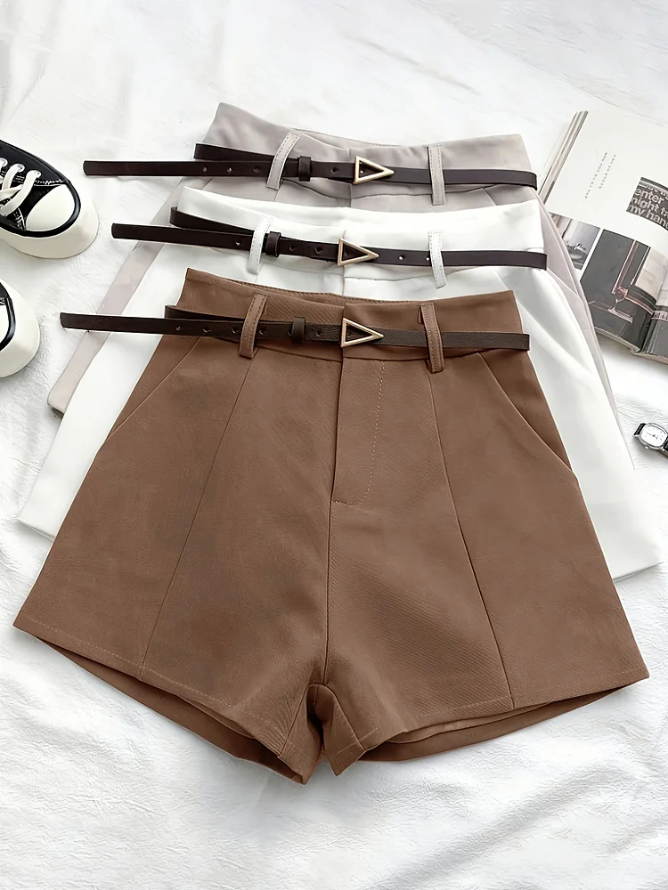 Women's Fashion Shorts 3pcs Set - Solid Color, Beltless Design, Lightweight Polyester, Summer Casual Wear, Includes Beltless Shorts, Shorts For Summer