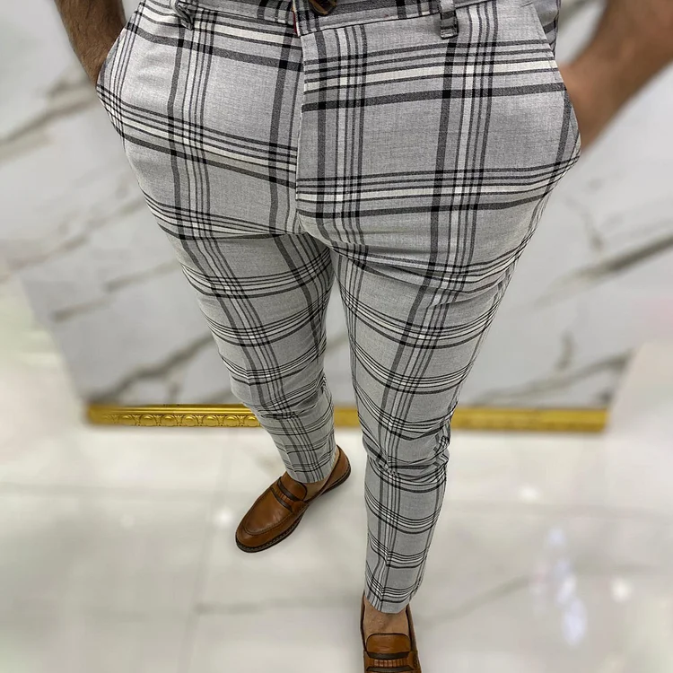 BrosWear Large Plaid Striped Pants