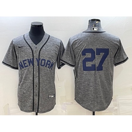 Men's New York Yankees #27 Giancarlo Stanton Grey Cool Base Stitched Jersey RUZX