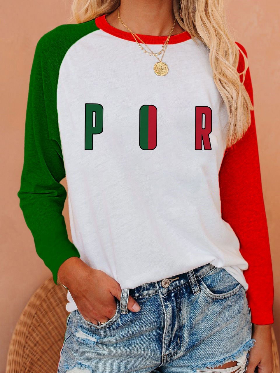 Women's Portugal Football Print T-Shirt