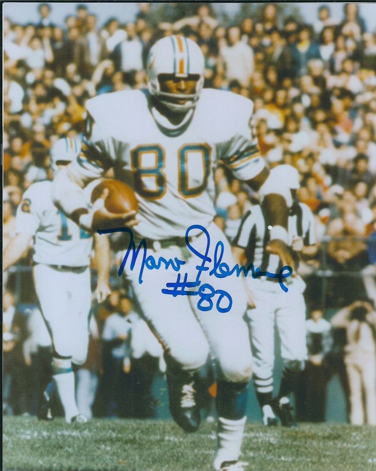 Signed 8x10 MARV FLEMING Miami Dolphins Autographed Photo Poster painting - w/COA