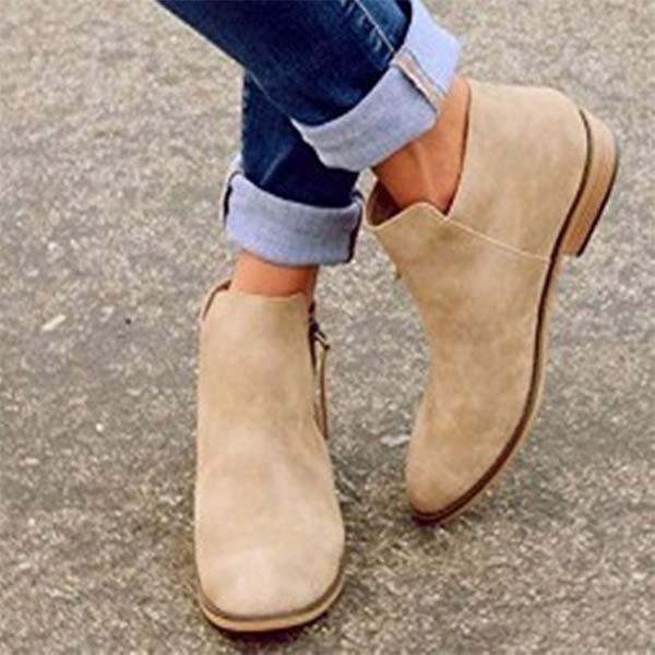 Women'S Flat Side Zip Ankle Boots 56851113