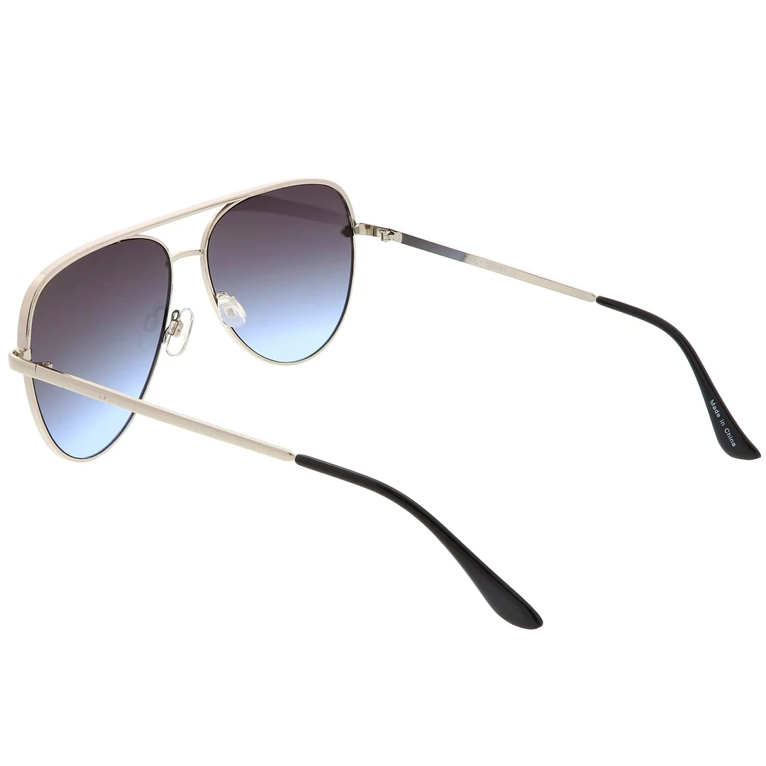 Premium Oversize Metal Aviator glasses With Colored Flat Lens And Crossbar 60mm