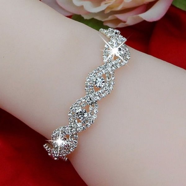 UsmallLifes King Women Elegant Luxury Bracelet Ladies Unlimited Rhinestone Wrist Chain Birthday Party Gifts (color: Silver) US Mall Lifes